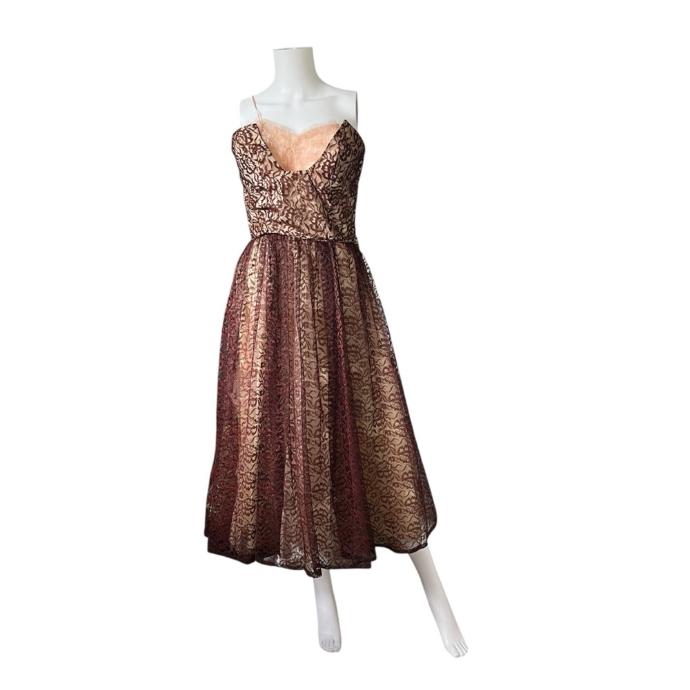 Vintage 50s Floral Lace Dress Fit & Flare Pin Up Prom Party Tea Dress Cupcake - Picture 10 of 10